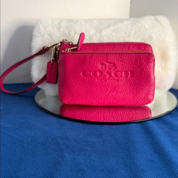 Coach Fuchsia Leather Wristlet - Picture 1 of 8